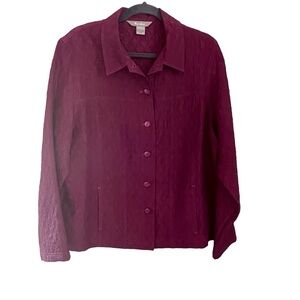 Tanjay Quilt Stitch Wine Color Shacket / Jacket - L - NWOT